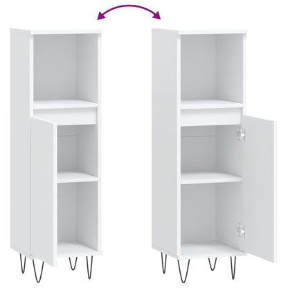 vidaXL Badschrank Weiß 30x30x100 cm Holzwerkstoff