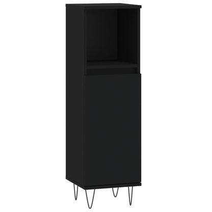 vidaXL Badschrank Schwarz 30x30x100 cm Holzwerkstoff