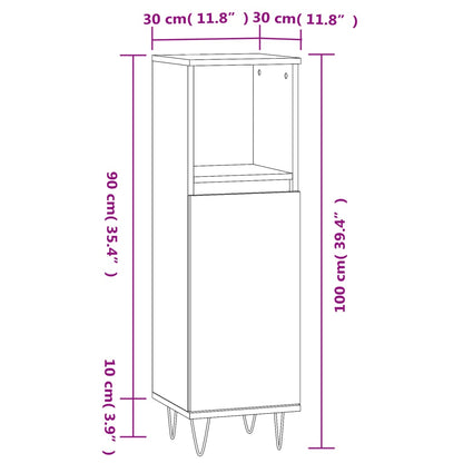 vidaXL Badschrank Schwarz 30x30x100 cm Holzwerkstoff