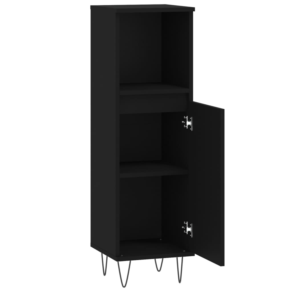vidaXL Badschrank Schwarz 30x30x100 cm Holzwerkstoff