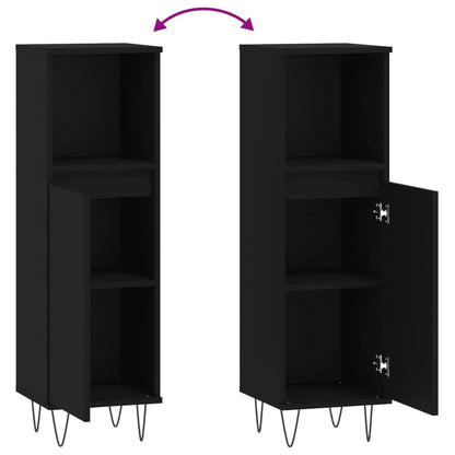 vidaXL Badschrank Schwarz 30x30x100 cm Holzwerkstoff