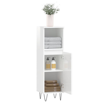 vidaXL Badschrank Hochglanz-Weiß 30x30x100 cm Holzwerkstoff