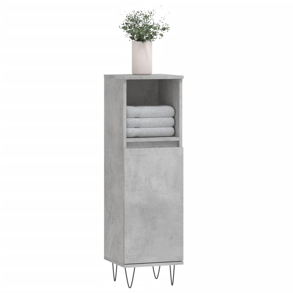 vidaXL Meuble de salle de bain gris béton 30x30x100 cm en bois d'ingénierie