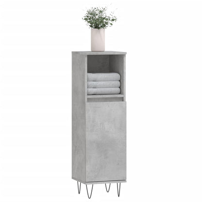 vidaXL Meuble de salle de bain gris béton 30x30x100 cm en bois d'ingénierie