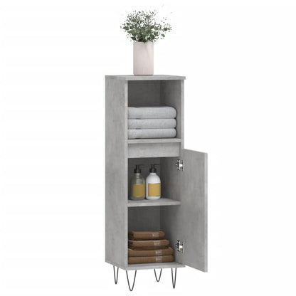 vidaXL Meuble de salle de bain gris béton 30x30x100 cm en bois d'ingénierie