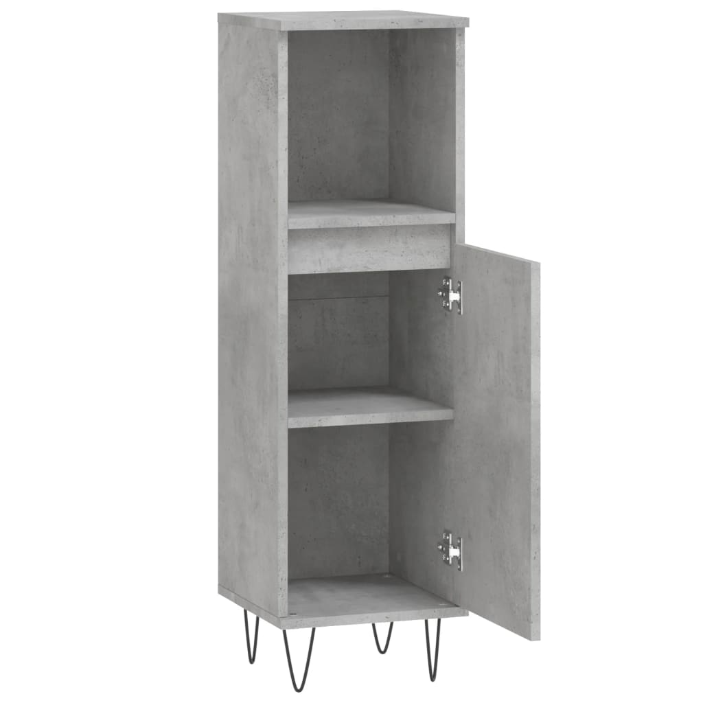 vidaXL Meuble de salle de bain gris béton 30x30x100 cm en bois d'ingénierie