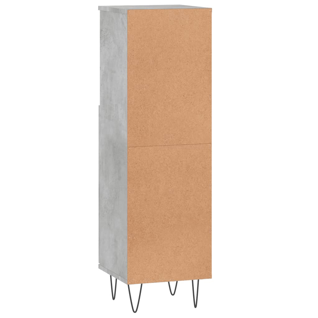 vidaXL Meuble de salle de bain gris béton 30x30x100 cm en bois d'ingénierie