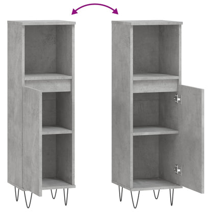 vidaXL Meuble de salle de bain gris béton 30x30x100 cm en bois d'ingénierie