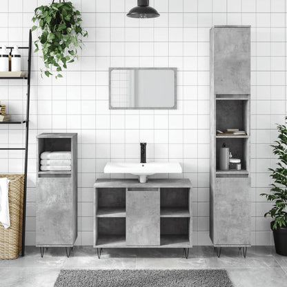 vidaXL Meuble de salle de bain gris béton 30x30x100 cm en bois d'ingénierie