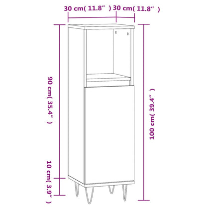 vidaXL Badschrank Räuchereiche 30x30x100 cm Holzwerkstoff