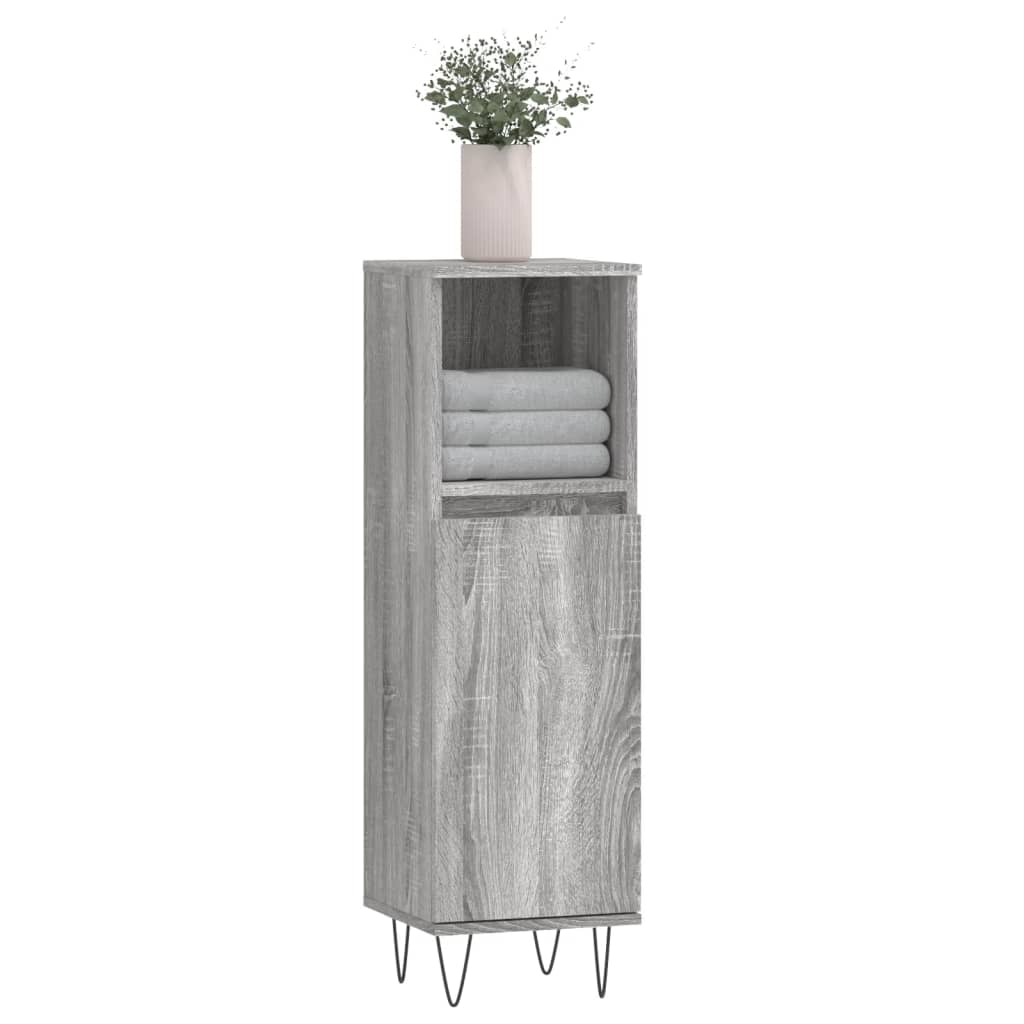vidaXL Meuble de salle de bain gris Sonoma 30x30x100 cm Aggloméré
