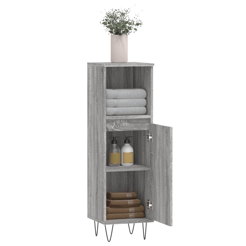 vidaXL Meuble de salle de bain gris Sonoma 30x30x100 cm Aggloméré