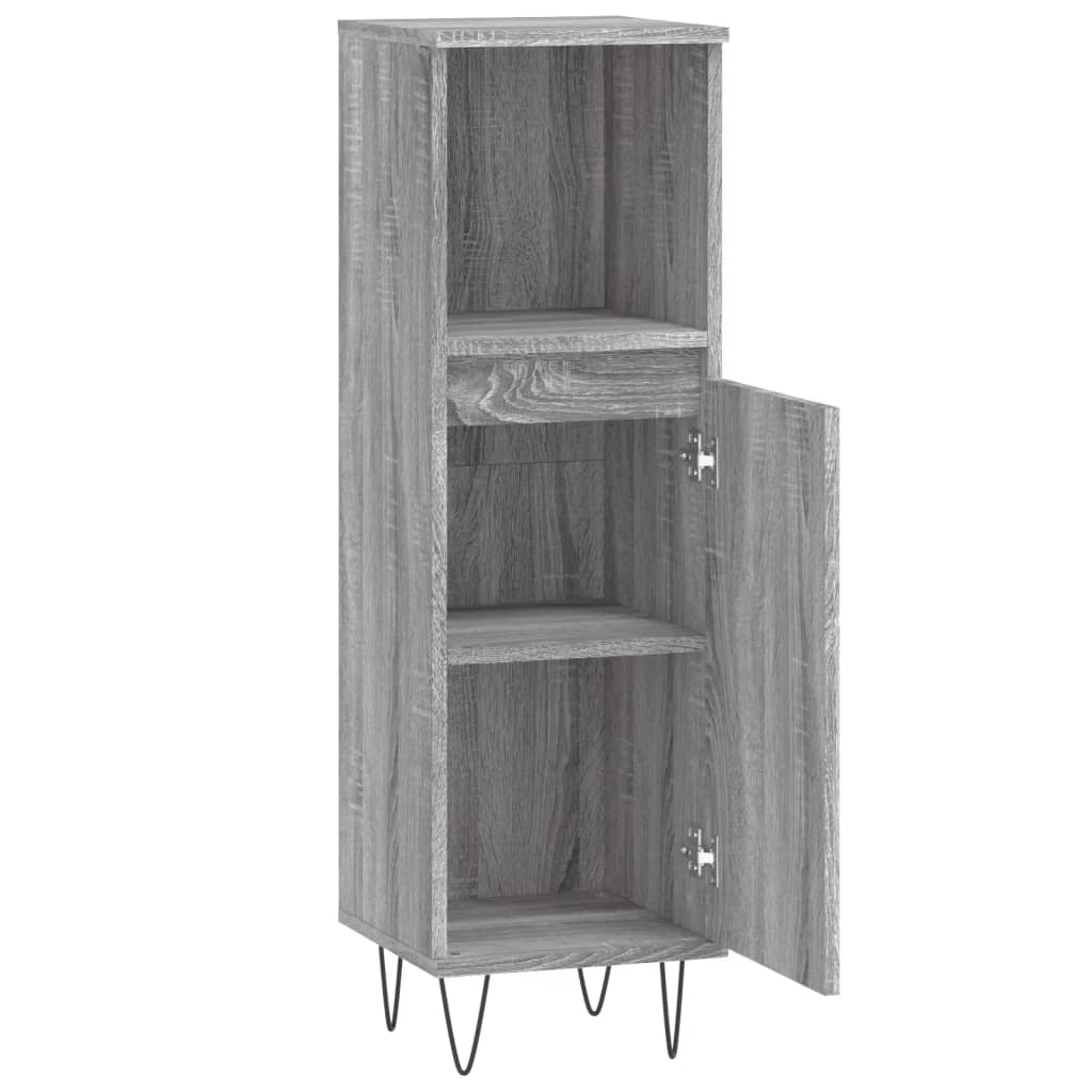vidaXL Meuble de salle de bain gris Sonoma 30x30x100 cm Aggloméré