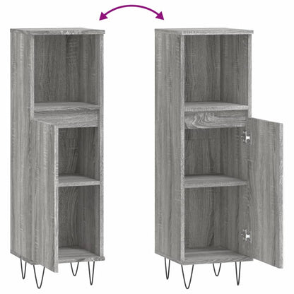 vidaXL Meuble de salle de bain gris Sonoma 30x30x100 cm Aggloméré