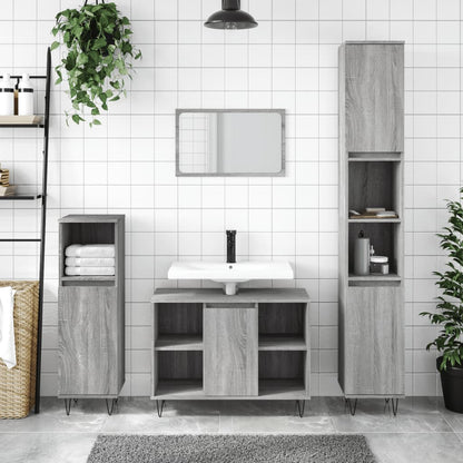 vidaXL Meuble de salle de bain gris Sonoma 30x30x100 cm Aggloméré
