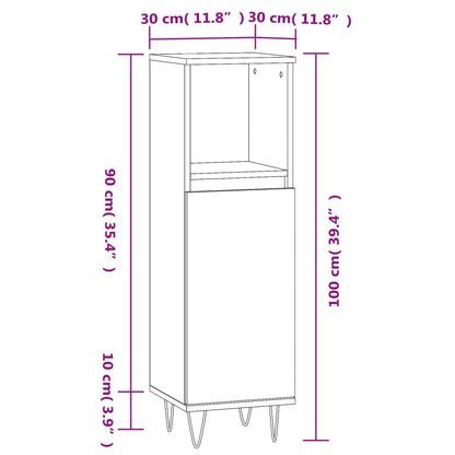 vidaXL Badschrank Braun Eichen-Optik 30x30x100 cm Holzwerkstoff