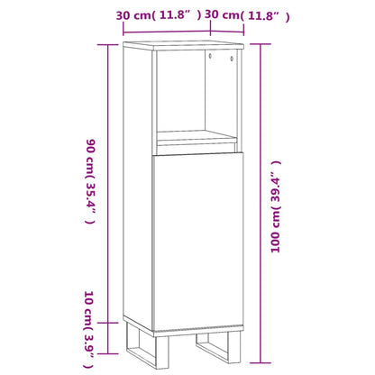 vidaXL Badschrank Weiß 30x30x100 cm Holzwerkstoff