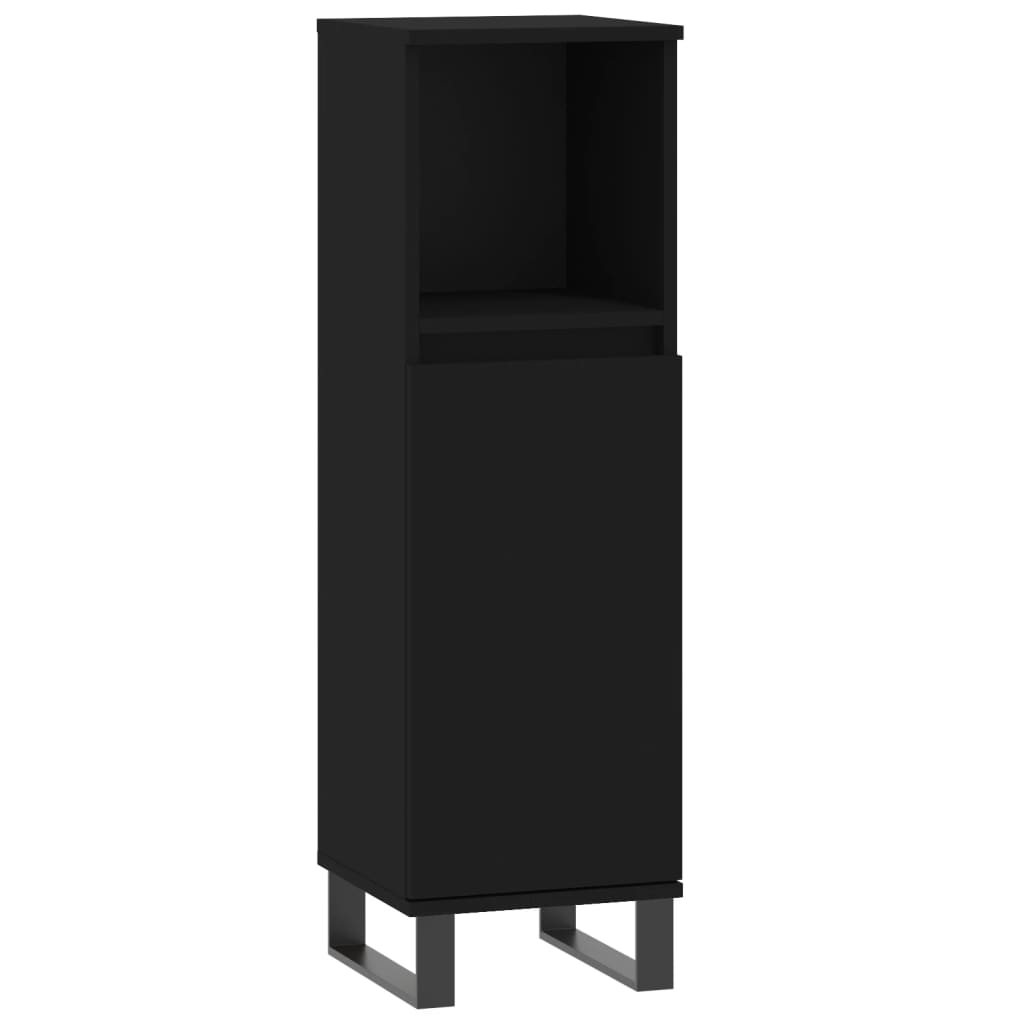 vidaXL Badschrank Schwarz 30x30x100 cm Holzwerkstoff