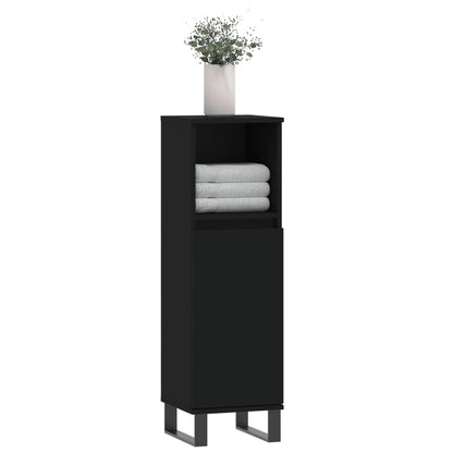 vidaXL Badschrank Schwarz 30x30x100 cm Holzwerkstoff