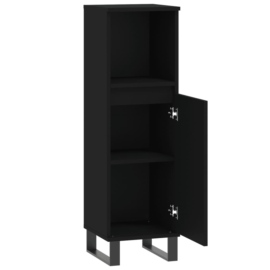 vidaXL Badschrank Schwarz 30x30x100 cm Holzwerkstoff