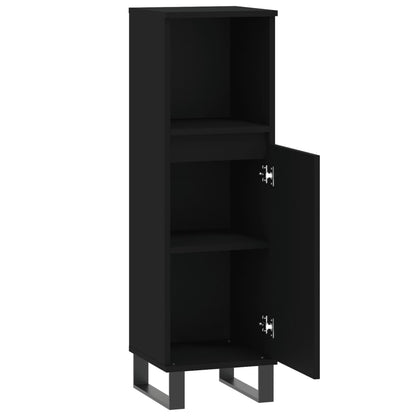 vidaXL Badschrank Schwarz 30x30x100 cm Holzwerkstoff