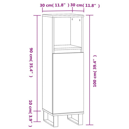 vidaXL Badschrank Grau Sonoma 30x30x100 cm Holzwerkstoff