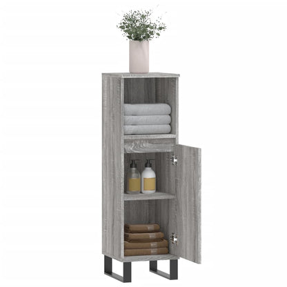 vidaXL Badschrank Grau Sonoma 30x30x100 cm Holzwerkstoff