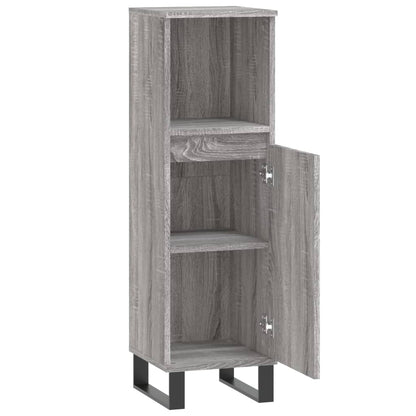 vidaXL Badschrank Grau Sonoma 30x30x100 cm Holzwerkstoff