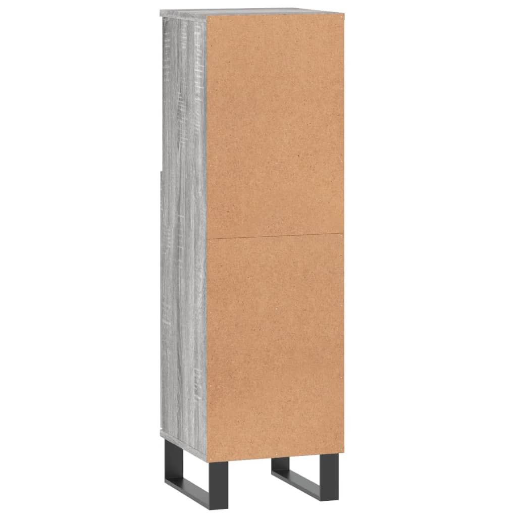 vidaXL Badschrank Grau Sonoma 30x30x100 cm Holzwerkstoff