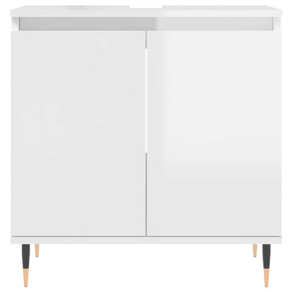 vidaXL Badschrank Hochglanz-Weiß 58x33x60 cm Holzwerkstoff