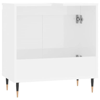 vidaXL Badschrank Hochglanz-Weiß 58x33x60 cm Holzwerkstoff