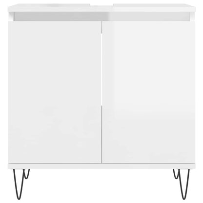 vidaXL Badschrank Hochglanz-Weiß 58x33x60 cm Holzwerkstoff