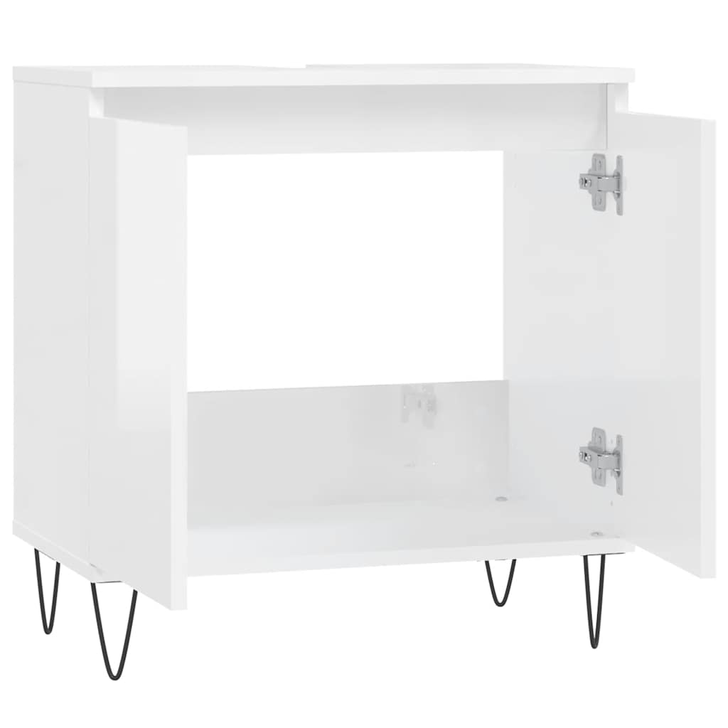 vidaXL Badschrank Hochglanz-Weiß 58x33x60 cm Holzwerkstoff