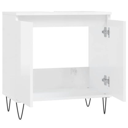 vidaXL Badschrank Hochglanz-Weiß 58x33x60 cm Holzwerkstoff