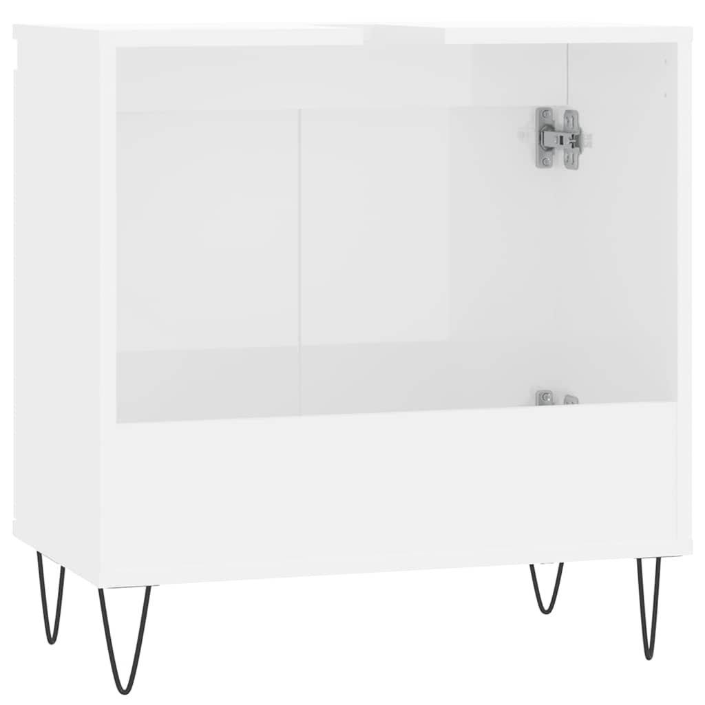 vidaXL Badschrank Hochglanz-Weiß 58x33x60 cm Holzwerkstoff