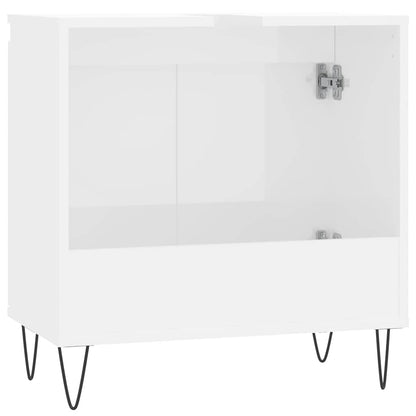 vidaXL Badschrank Hochglanz-Weiß 58x33x60 cm Holzwerkstoff