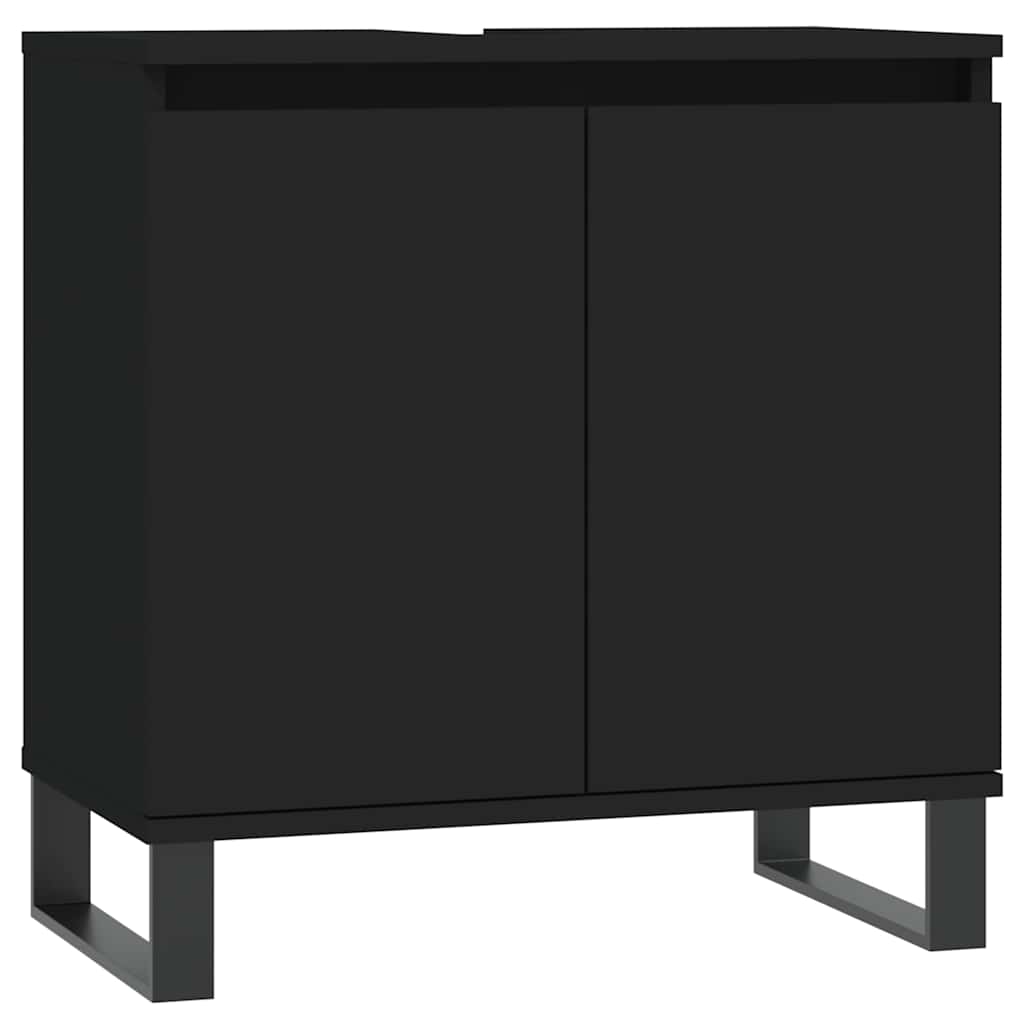 vidaXL Badschrank Schwarz 58x33x60 cm Holzwerkstoff