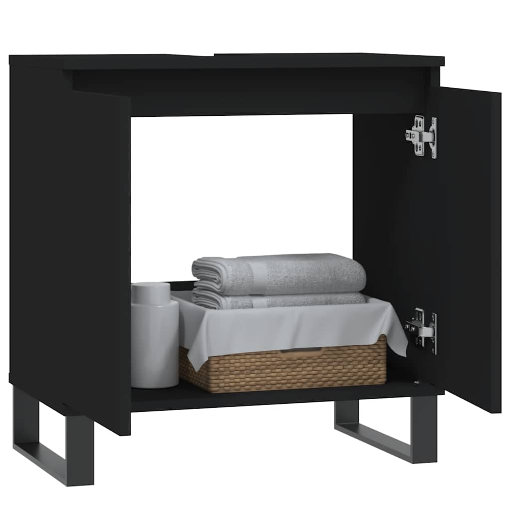 vidaXL Badschrank Schwarz 58x33x60 cm Holzwerkstoff