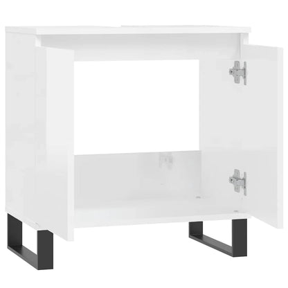 vidaXL Badschrank Hochglanz-Weiß 58x33x60 cm Holzwerkstoff