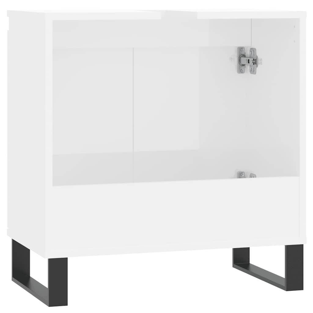 vidaXL Badschrank Hochglanz-Weiß 58x33x60 cm Holzwerkstoff