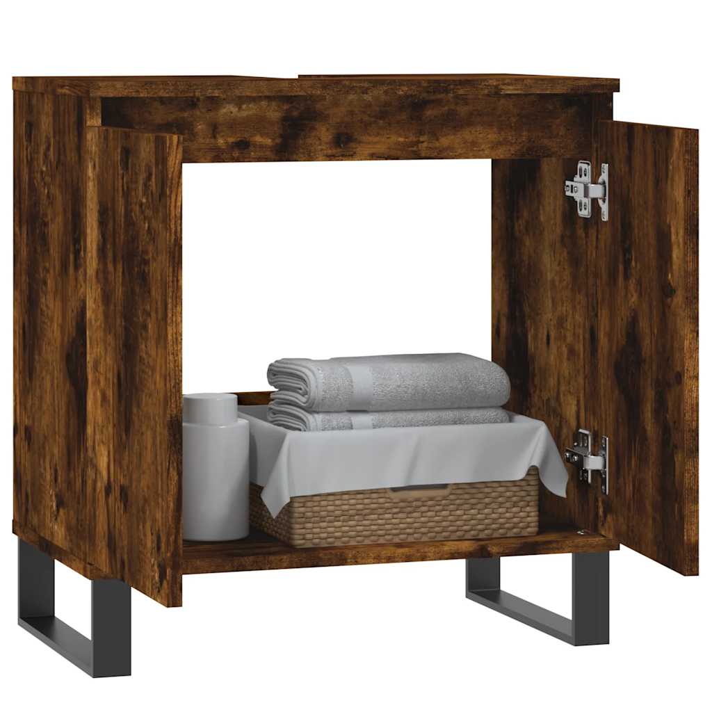 vidaXL Meuble de salle de bain chêne fumé 58x33x60 cm Bois d'ingénierie