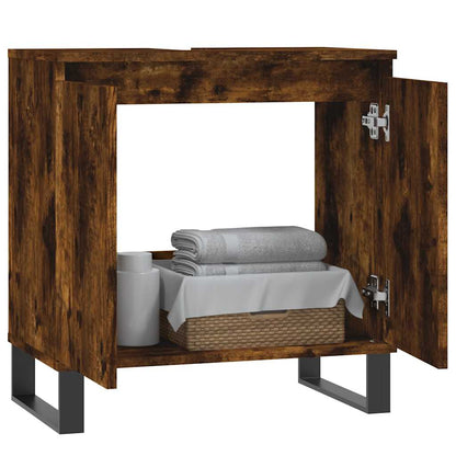 vidaXL Meuble de salle de bain chêne fumé 58x33x60 cm Bois d'ingénierie