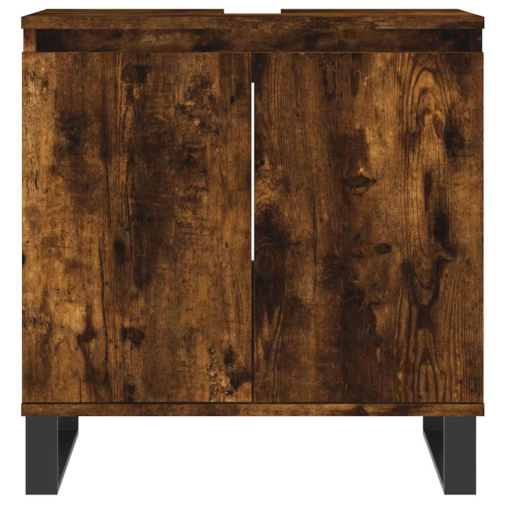 vidaXL Meuble de salle de bain chêne fumé 58x33x60 cm Bois d'ingénierie