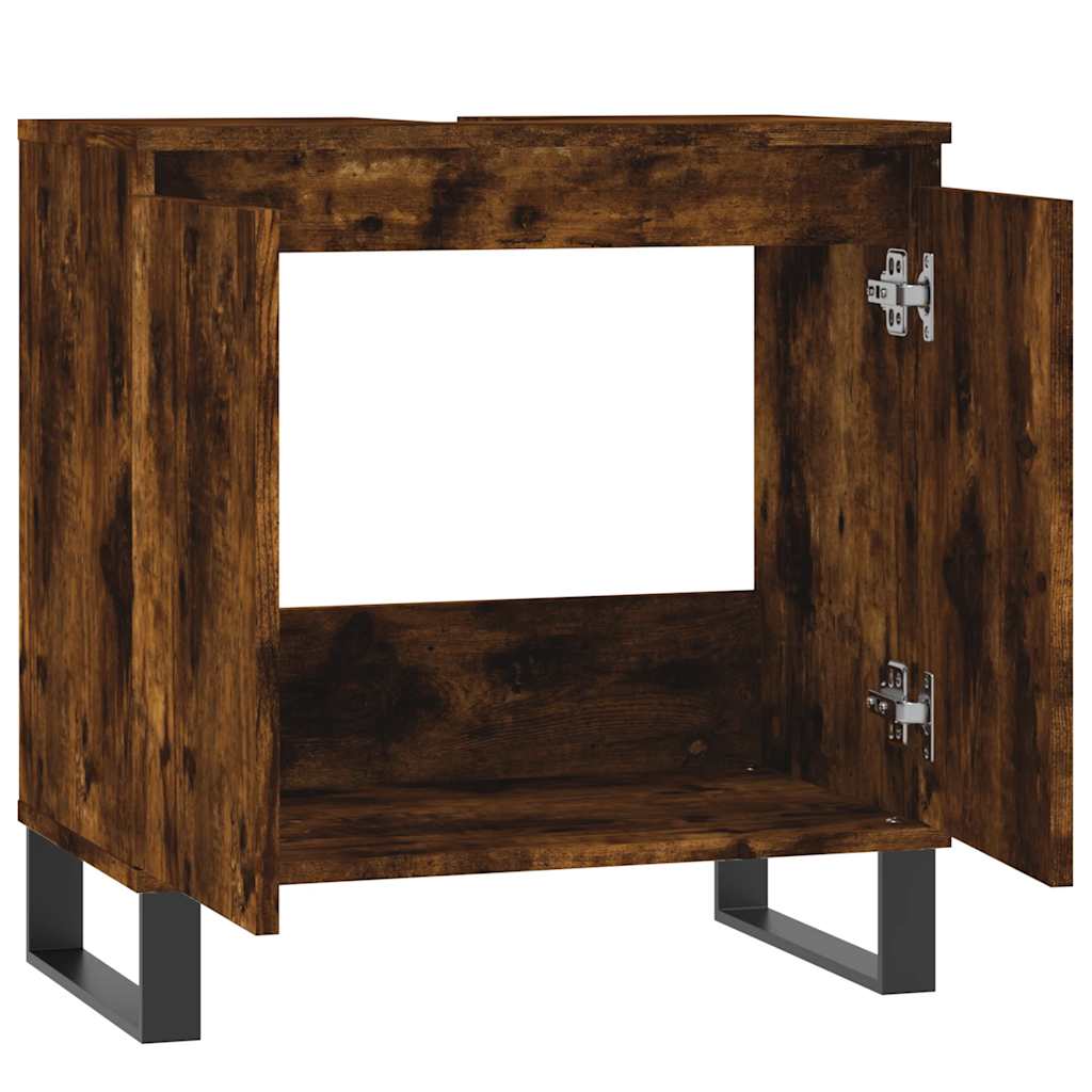 vidaXL Meuble de salle de bain chêne fumé 58x33x60 cm Bois d'ingénierie