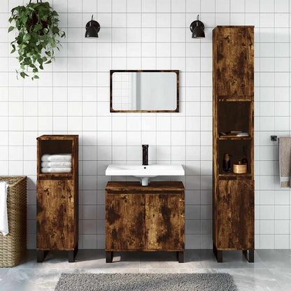vidaXL Meuble de salle de bain chêne fumé 58x33x60 cm Bois d'ingénierie