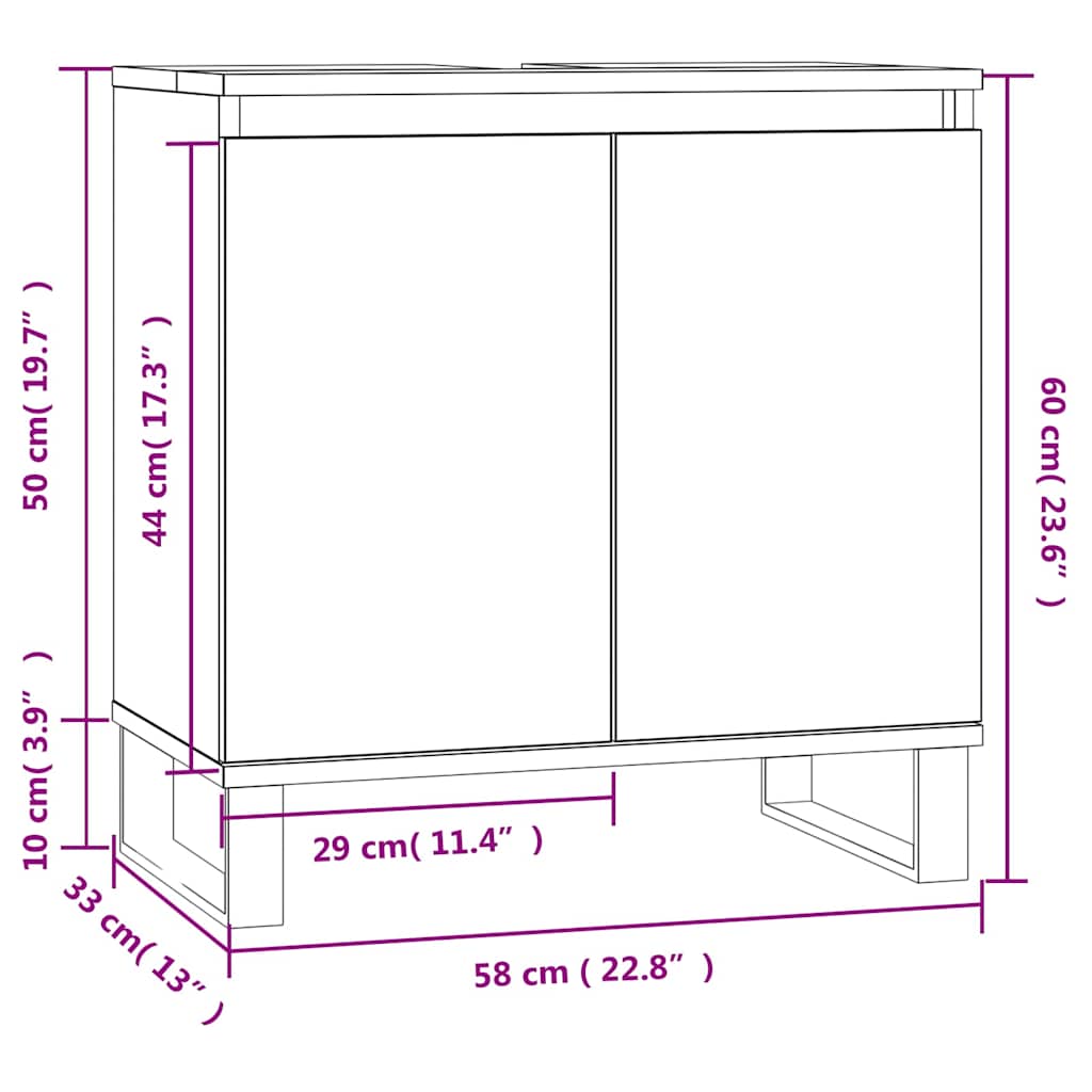 vidaXL Badschrank Braun Eichen-Optik 58x33x60 cm Holzwerkstoff