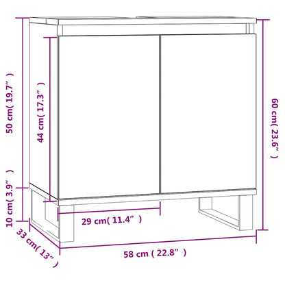 vidaXL Badschrank Braun Eichen-Optik 58x33x60 cm Holzwerkstoff