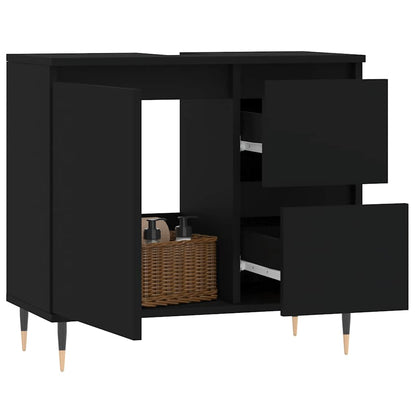 vidaXL Badschrank Schwarz 65x33x60 cm Holzwerkstoff