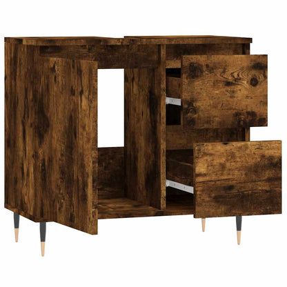 vidaXL Badschrank Räuchereiche 65x33x60 cm Holzwerkstoff