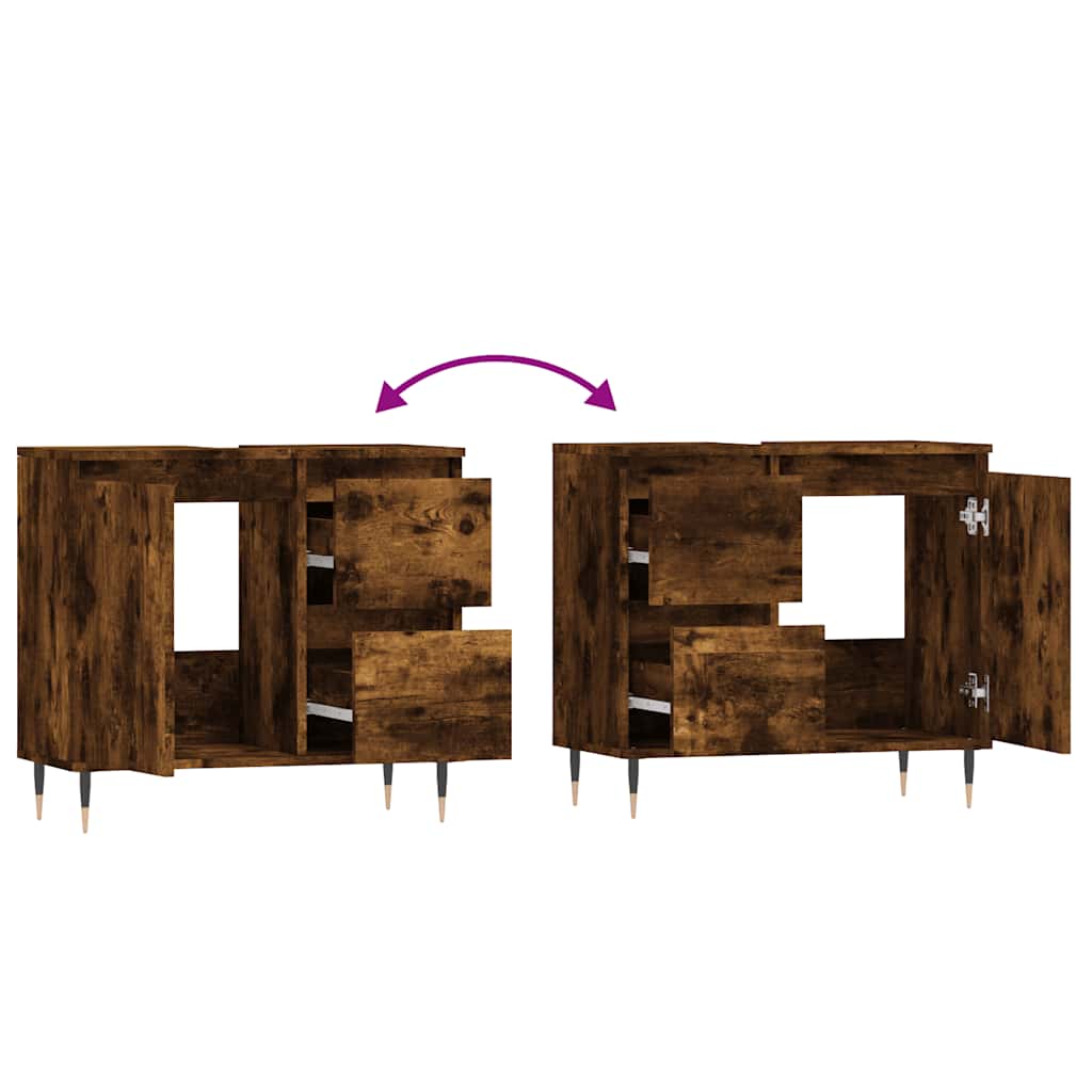 vidaXL Badschrank Räuchereiche 65x33x60 cm Holzwerkstoff